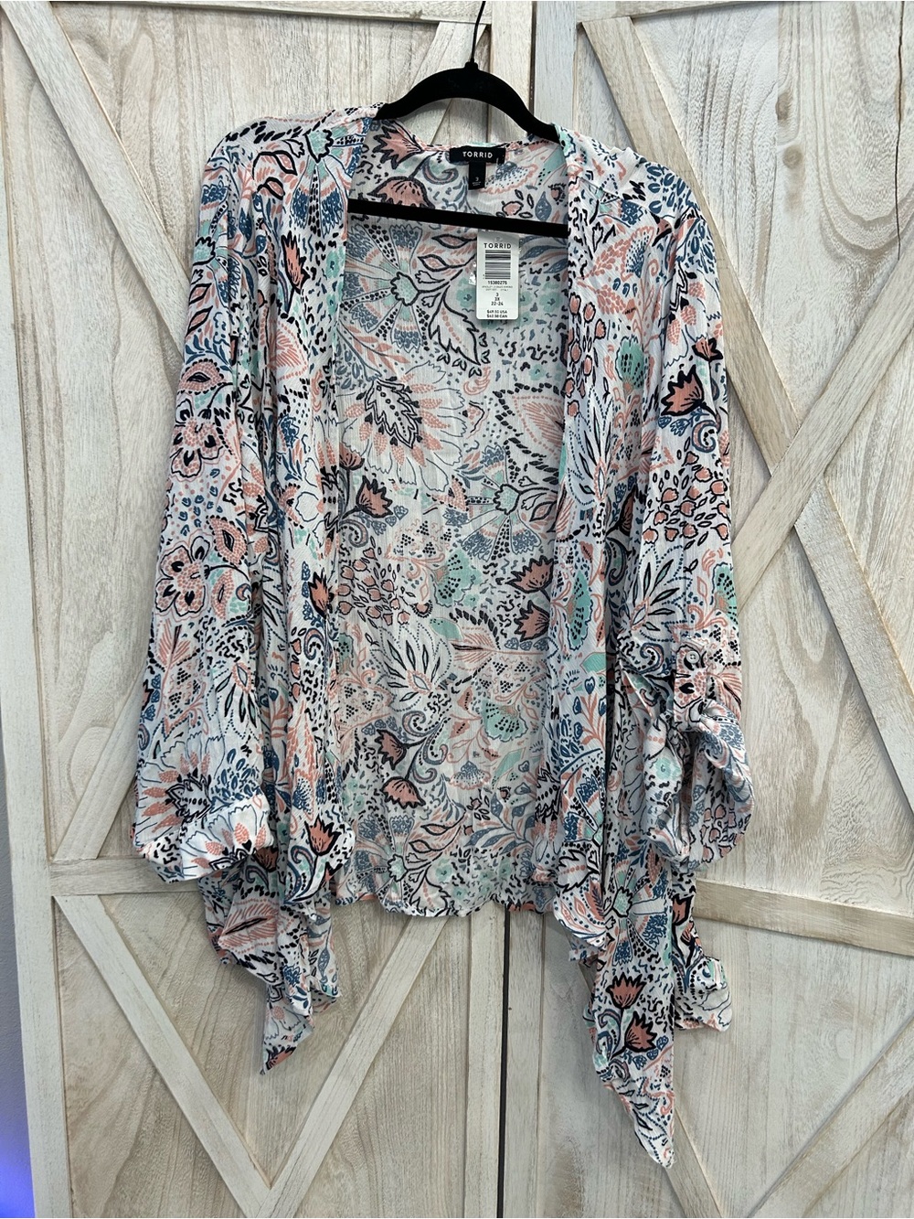 torrid Pastel Floral Open Front Cardigan - Pink Blue Mint
